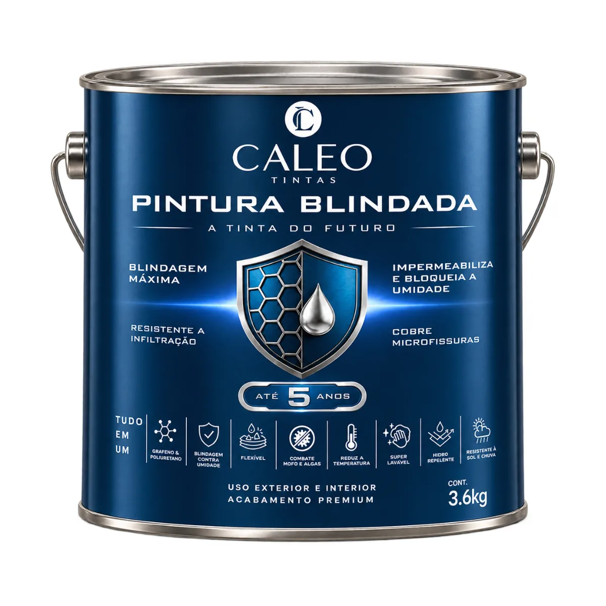 Galão de 3,6 kg da borracha líquida Caleo Pintura Blindada para laje e parede